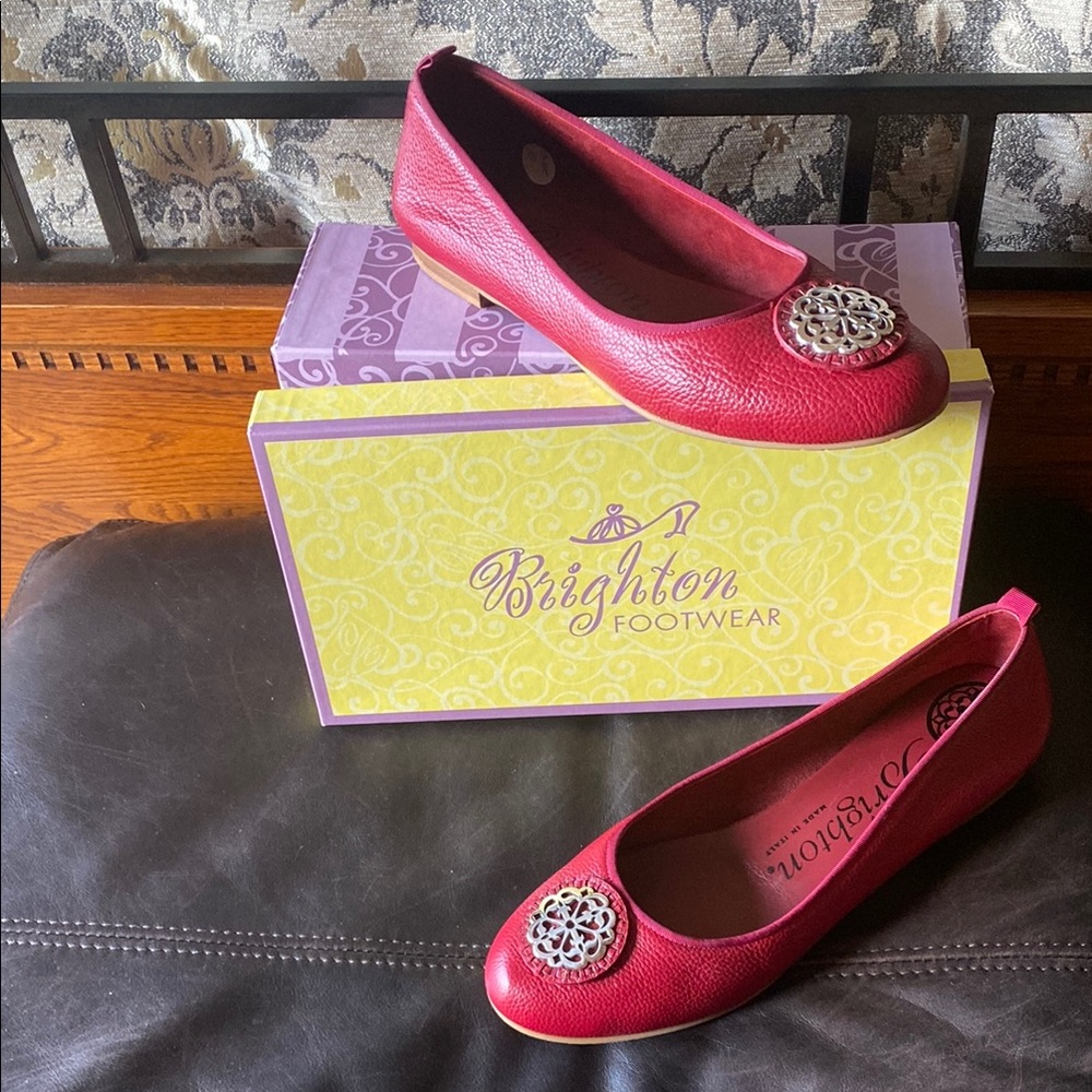 Brighton Red Flats with Silver Medallion